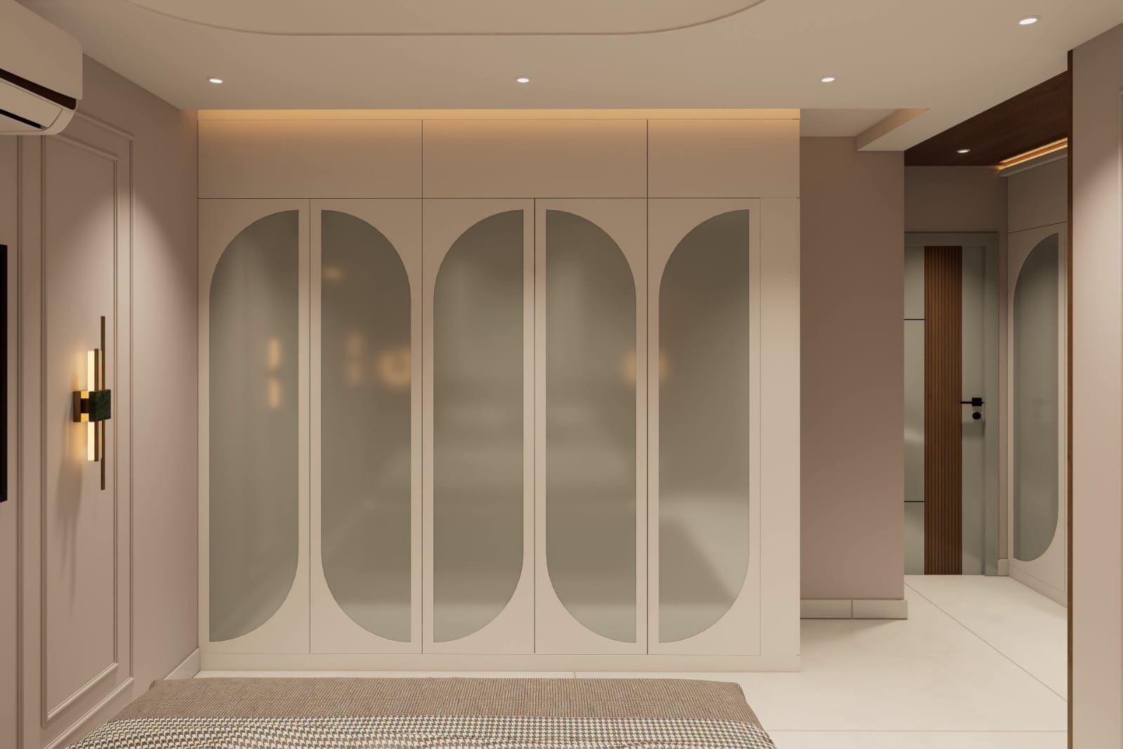 5-Door Arched Frosted Glass & Matte Luxury Wardrobe